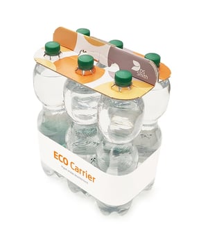 DS Smith's sustainable shrink wrap alternative six pack carrier.
