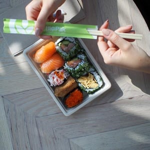 Image of Biopak's sustainable sushi tray.