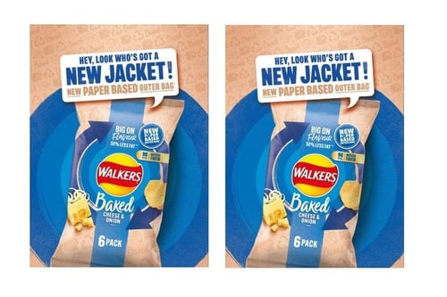Image of PepsiCo's new paper-based packaging for Walkers Baked brand.