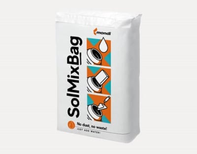 Image of Mondi's new water-soluble SolmixBag for construction materials.