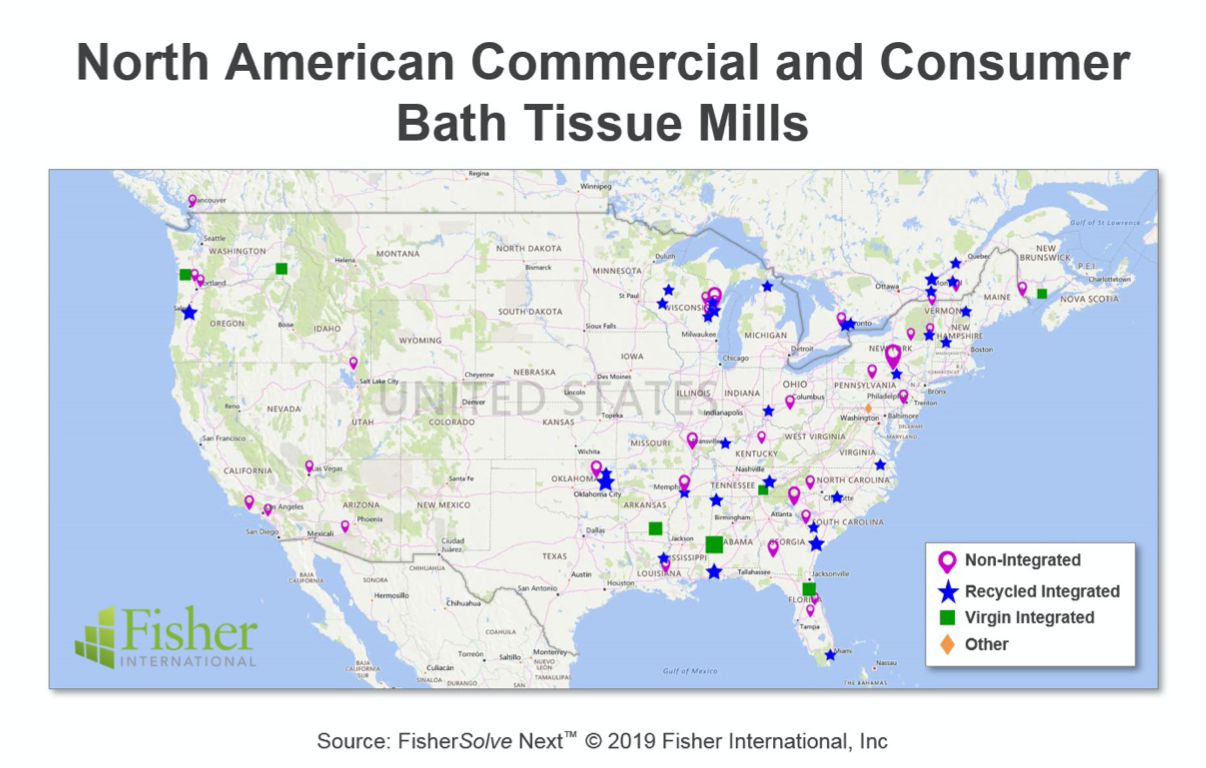 NA Bath Tissue Map