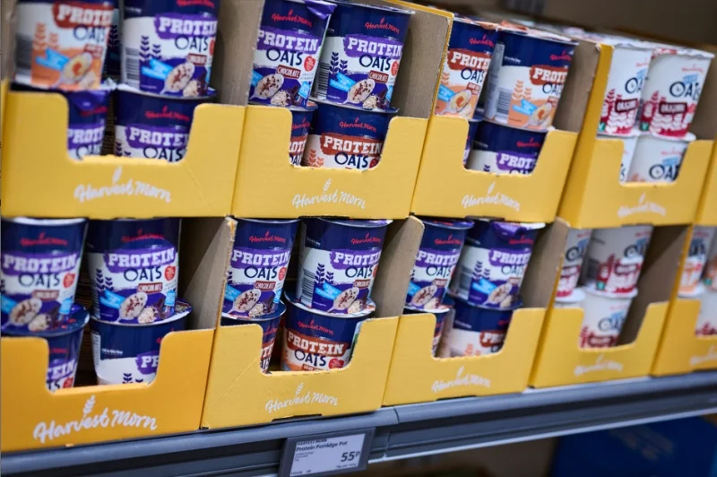 Image of Aldi's new paper-based packaging for its porridge pots.