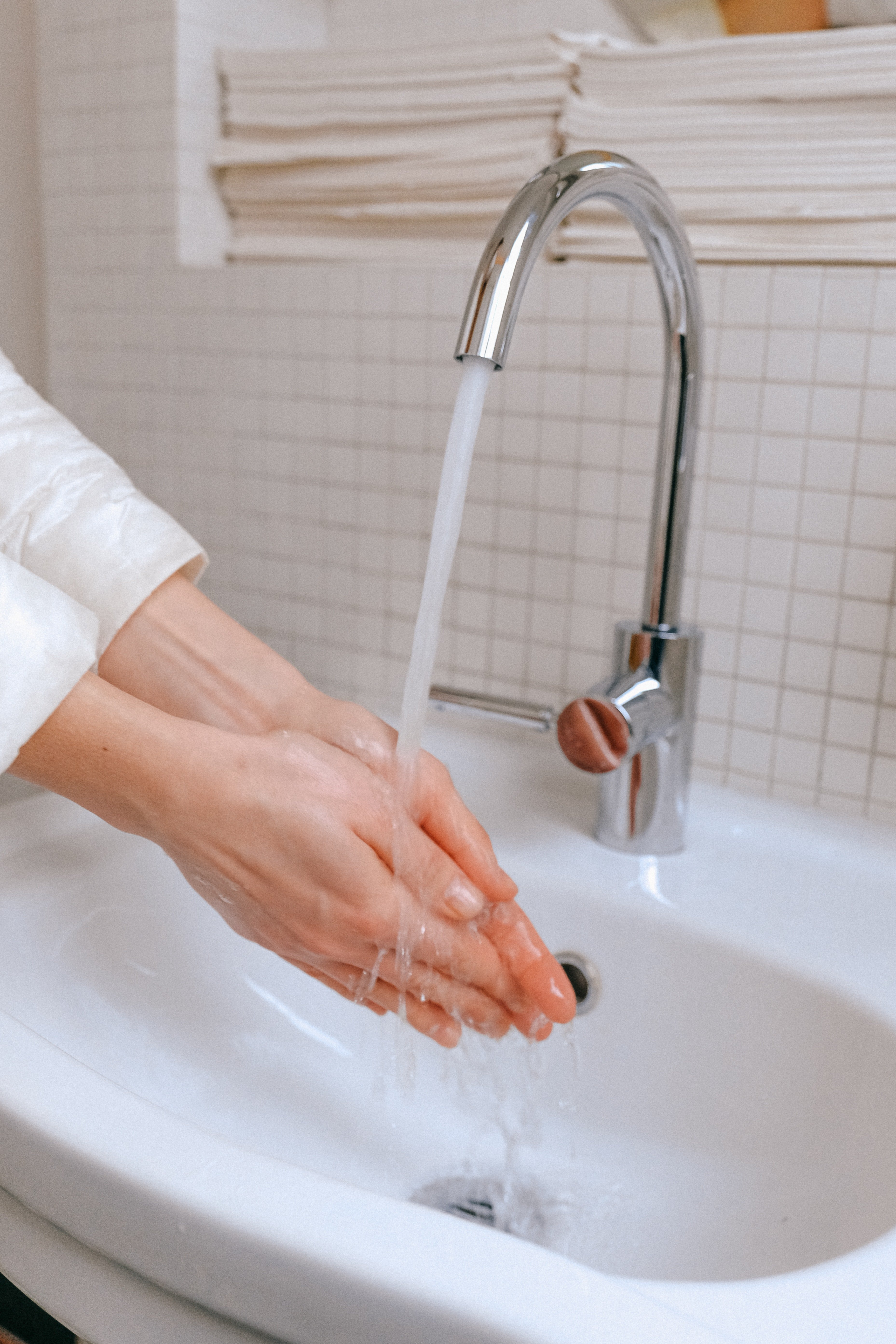 Person washing hands